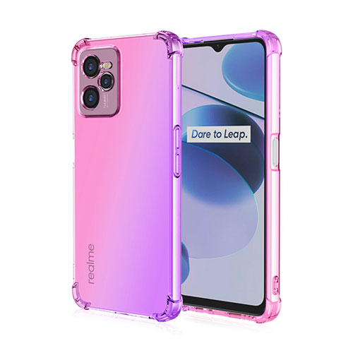 Ultra-thin Transparent Gel Gradient Soft Case Cover for Realme Narzo 50A Prime Hot Pink