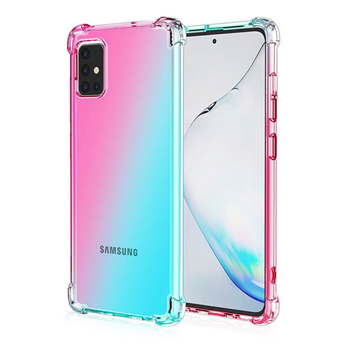 Ultra-thin Transparent Gel Gradient Soft Case Cover for Samsung Galaxy M40S Cyan