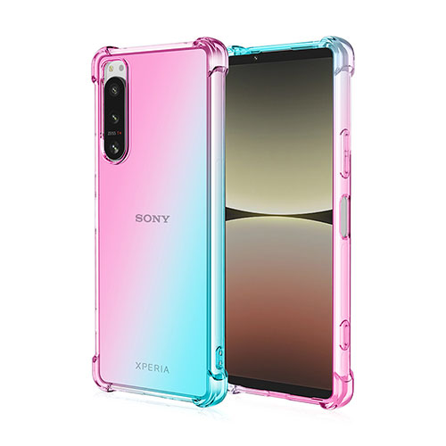 Ultra-thin Transparent Gel Gradient Soft Case Cover for Sony Xperia 1 III Sky Blue