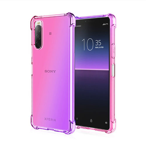 Ultra-thin Transparent Gel Gradient Soft Case Cover for Sony Xperia 10 III Clove Purple