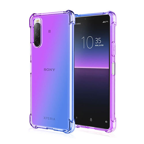 Ultra-thin Transparent Gel Gradient Soft Case Cover for Sony Xperia 10 IV SO-52C Blue