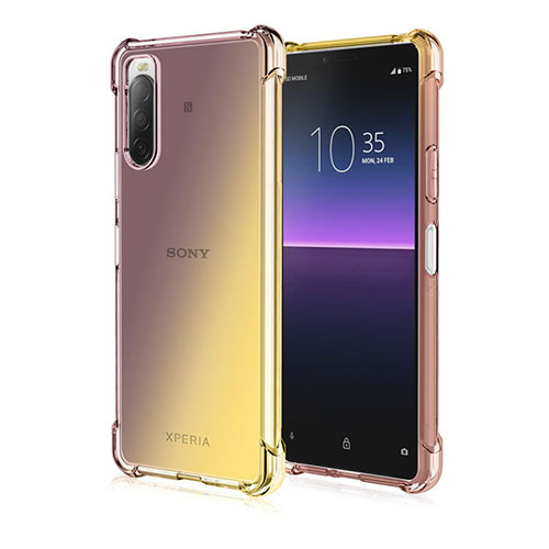 Ultra-thin Transparent Gel Gradient Soft Case Cover for Sony Xperia 10 IV SO-52C Gold