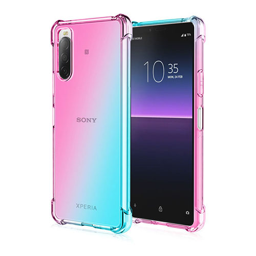 Ultra-thin Transparent Gel Gradient Soft Case Cover for Sony Xperia 10 IV SOG07 Sky Blue