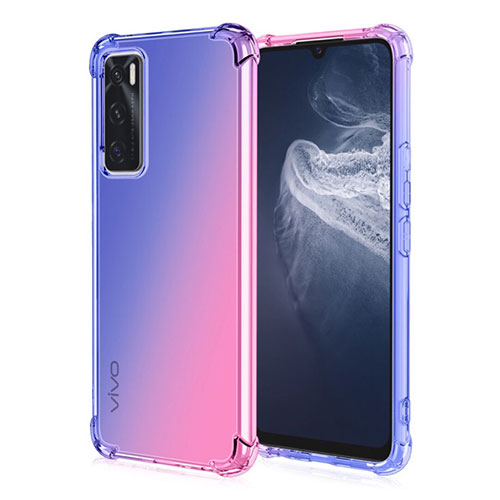 Ultra-thin Transparent Gel Gradient Soft Case Cover for Vivo V20 SE Blue