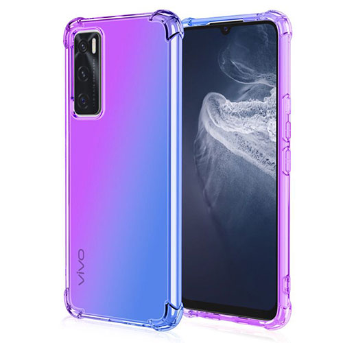 Ultra-thin Transparent Gel Gradient Soft Case Cover for Vivo V20 SE Purple