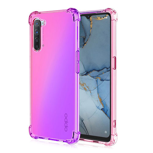 Ultra-thin Transparent Gel Gradient Soft Case Cover G01 for Oppo F15 Pink