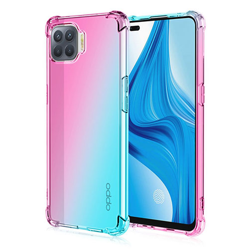 Ultra-thin Transparent Gel Gradient Soft Case Cover G01 for Oppo F17 Pro Cyan