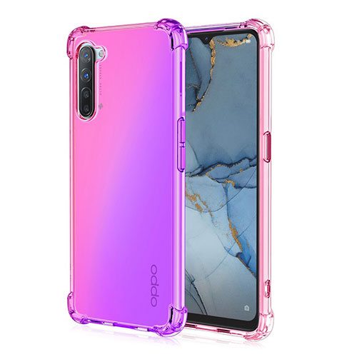 Ultra-thin Transparent Gel Gradient Soft Case Cover G01 for Oppo Reno3 Pink