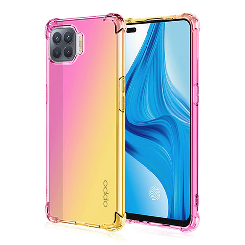 Ultra-thin Transparent Gel Gradient Soft Case Cover G01 for Oppo Reno4 F Yellow