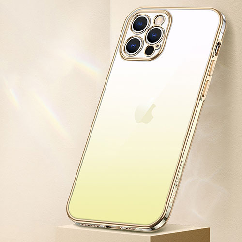 Ultra-thin Transparent Gel Gradient Soft Case Cover S01 for Apple iPhone 15 Pro Yellow