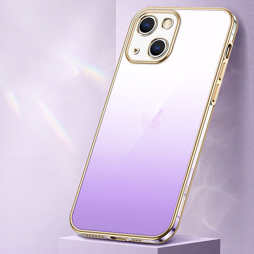 Ultra-thin Transparent Gel Gradient Soft Case Cover S01 for Apple iPhone 15 Purple