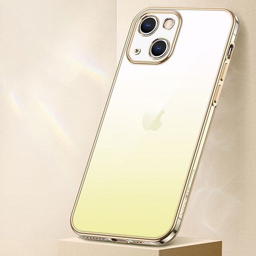 Ultra-thin Transparent Gel Gradient Soft Case Cover S01 for Apple iPhone 15 Yellow