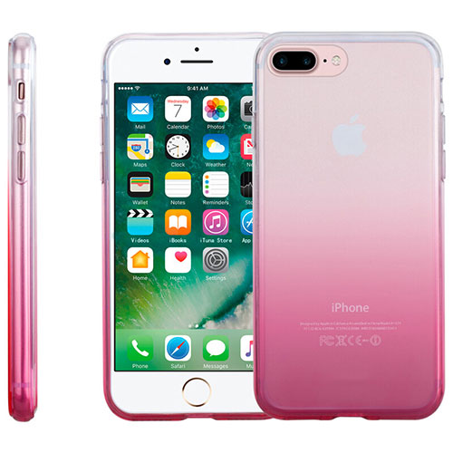 Ultra-thin Transparent Gel Gradient Soft Case for Apple iPhone 8 Plus Pink