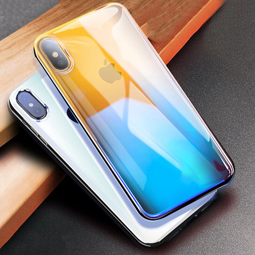 Ultra-thin Transparent Gel Gradient Soft Case for Apple iPhone Xs Blue