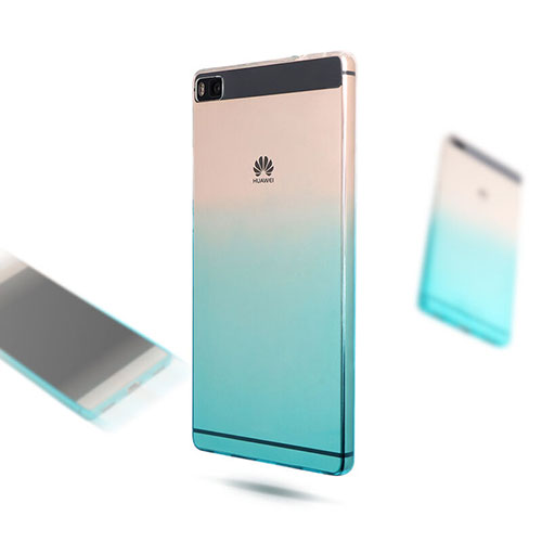 Ultra-thin Transparent Gel Gradient Soft Case for Huawei P8 Blue