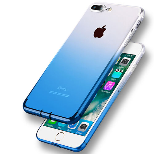 Ultra-thin Transparent Gel Gradient Soft Case G01 for Apple iPhone 7 Plus Blue