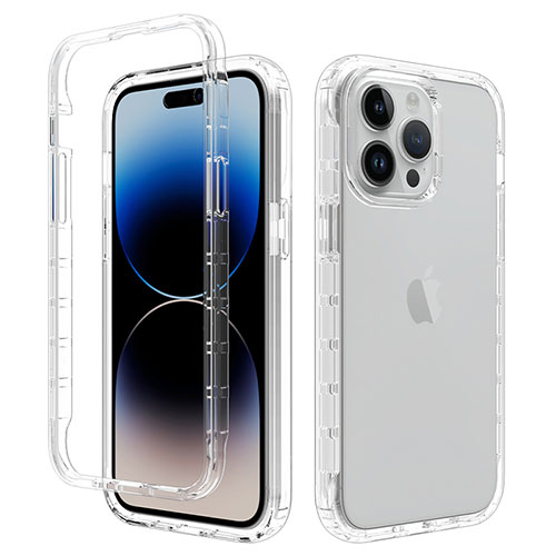 Ultra-thin Transparent Gel Gradient Soft Matte Finish Front and Back Case 360 Degrees Cover for Apple iPhone 15 Pro Clear