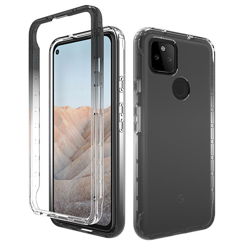 Ultra-thin Transparent Gel Gradient Soft Matte Finish Front and Back Case 360 Degrees Cover for Google Pixel 5a 5G Dark Gray