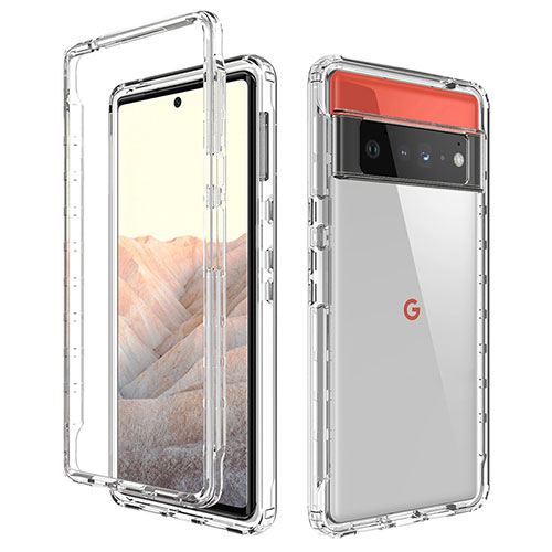 Ultra-thin Transparent Gel Gradient Soft Matte Finish Front and Back Case 360 Degrees Cover for Google Pixel 6 Pro 5G Clear