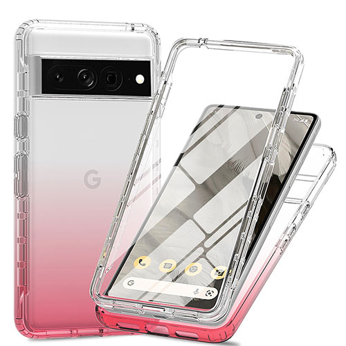 Ultra-thin Transparent Gel Gradient Soft Matte Finish Front and Back Case 360 Degrees Cover for Google Pixel 7 Pro 5G Red