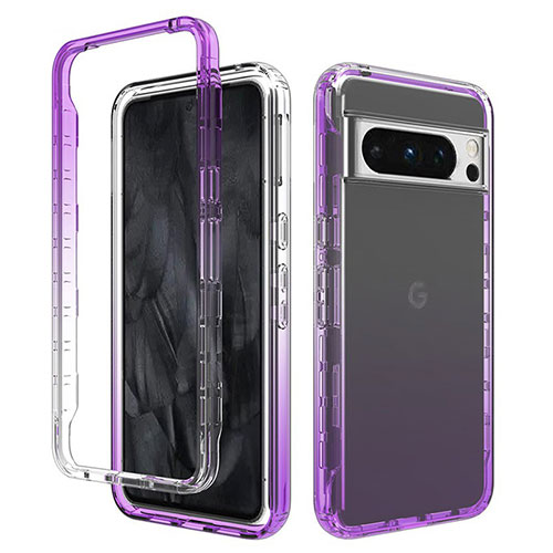 Ultra-thin Transparent Gel Gradient Soft Matte Finish Front and Back Case 360 Degrees Cover for Google Pixel 8 Pro 5G Purple
