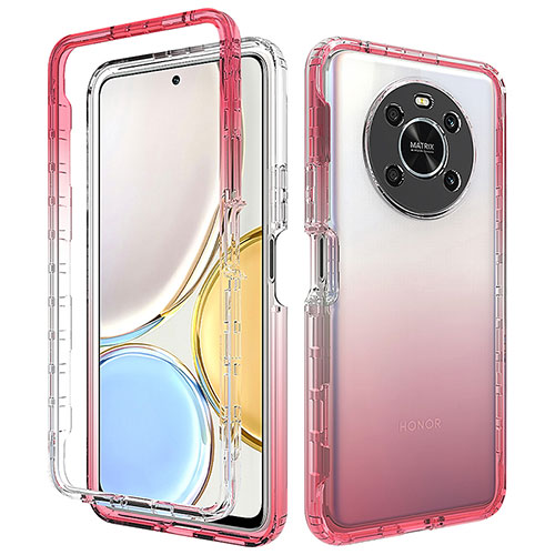 Ultra-thin Transparent Gel Gradient Soft Matte Finish Front and Back Case 360 Degrees Cover for Huawei Honor Magic4 Lite 4G Red