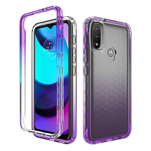 Ultra-thin Transparent Gel Gradient Soft Matte Finish Front and Back Case 360 Degrees Cover for Motorola Moto E40 Purple