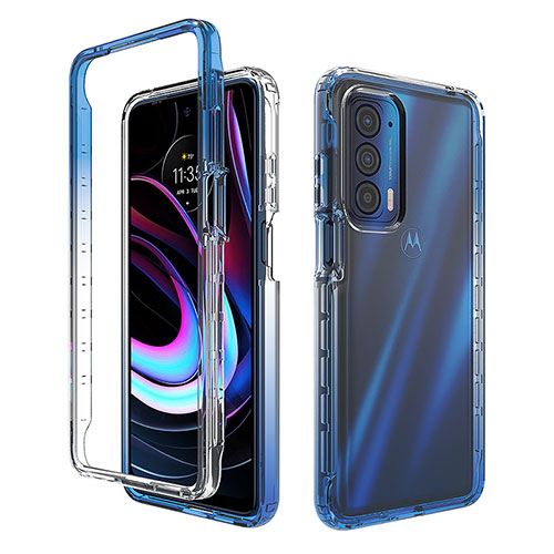 Ultra-thin Transparent Gel Gradient Soft Matte Finish Front and Back Case 360 Degrees Cover for Motorola Moto Edge (2021) 5G Blue