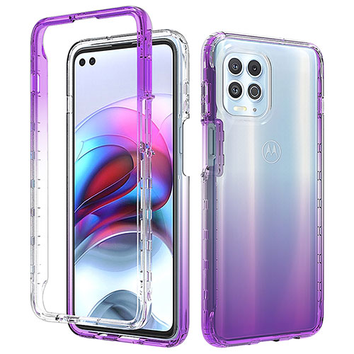 Ultra-thin Transparent Gel Gradient Soft Matte Finish Front and Back Case 360 Degrees Cover for Motorola Moto Edge S 5G Purple