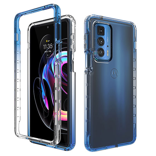 Ultra-thin Transparent Gel Gradient Soft Matte Finish Front and Back Case 360 Degrees Cover for Motorola Moto Edge S Pro 5G Blue