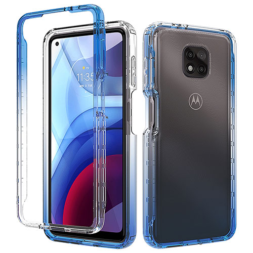 Ultra-thin Transparent Gel Gradient Soft Matte Finish Front and Back Case 360 Degrees Cover for Motorola Moto G Power (2021) Blue