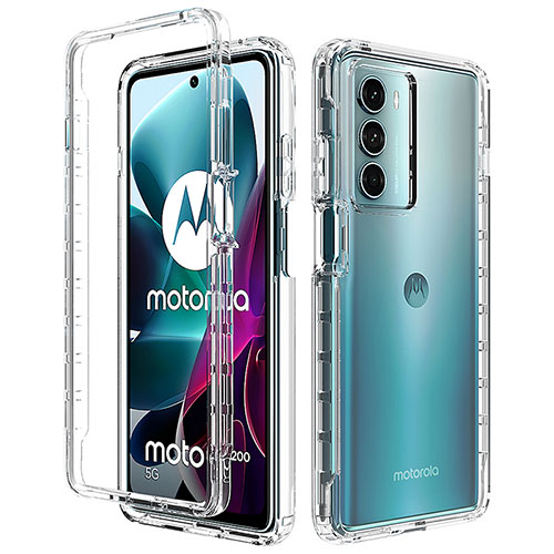 Ultra-thin Transparent Gel Gradient Soft Matte Finish Front and Back Case 360 Degrees Cover for Motorola Moto G200 5G Clear