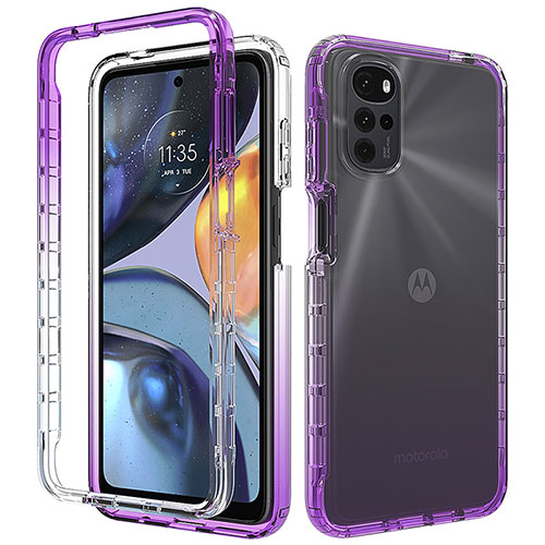 Ultra-thin Transparent Gel Gradient Soft Matte Finish Front and Back Case 360 Degrees Cover for Motorola Moto G22 Purple