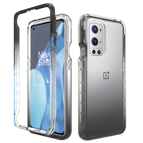 Ultra-thin Transparent Gel Gradient Soft Matte Finish Front and Back Case 360 Degrees Cover for OnePlus 9 Pro 5G Dark Gray