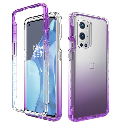 Ultra-thin Transparent Gel Gradient Soft Matte Finish Front and Back Case 360 Degrees Cover for OnePlus 9 Pro 5G Purple