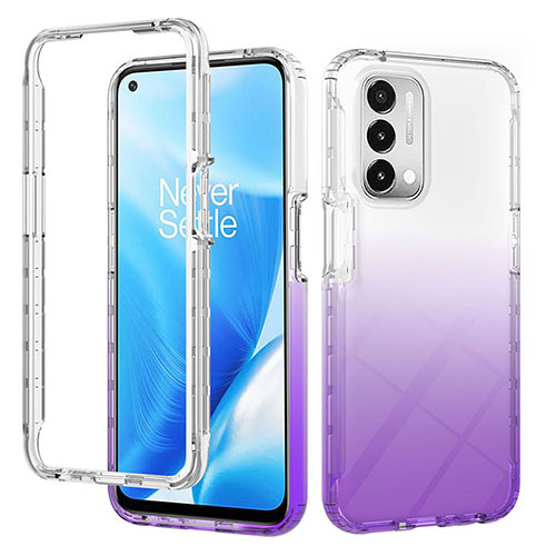 Ultra-thin Transparent Gel Gradient Soft Matte Finish Front and Back Case 360 Degrees Cover for Oppo A93 5G Purple