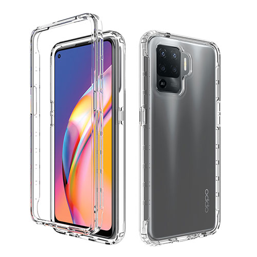 Ultra-thin Transparent Gel Gradient Soft Matte Finish Front and Back Case 360 Degrees Cover for Oppo Reno5 F Clear