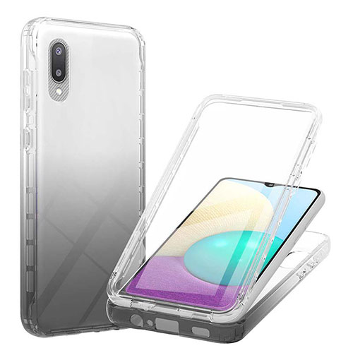 Ultra-thin Transparent Gel Gradient Soft Matte Finish Front and Back Case 360 Degrees Cover for Samsung Galaxy A02 Black