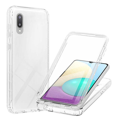 Ultra-thin Transparent Gel Gradient Soft Matte Finish Front and Back Case 360 Degrees Cover for Samsung Galaxy A02 Clear