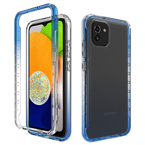 Ultra-thin Transparent Gel Gradient Soft Matte Finish Front and Back Case 360 Degrees Cover for Samsung Galaxy A03 Blue