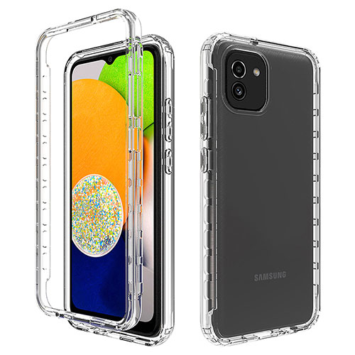 Ultra-thin Transparent Gel Gradient Soft Matte Finish Front and Back Case 360 Degrees Cover for Samsung Galaxy A03 Clear