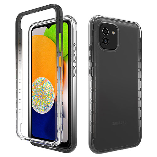 Ultra-thin Transparent Gel Gradient Soft Matte Finish Front and Back Case 360 Degrees Cover for Samsung Galaxy A03 Dark Gray