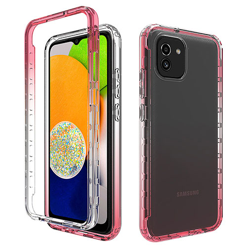 Ultra-thin Transparent Gel Gradient Soft Matte Finish Front and Back Case 360 Degrees Cover for Samsung Galaxy A03 Red