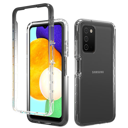 Ultra-thin Transparent Gel Gradient Soft Matte Finish Front and Back Case 360 Degrees Cover for Samsung Galaxy A03s Dark Gray