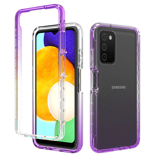 Ultra-thin Transparent Gel Gradient Soft Matte Finish Front and Back Case 360 Degrees Cover for Samsung Galaxy A03s Purple