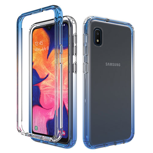 Ultra-thin Transparent Gel Gradient Soft Matte Finish Front and Back Case 360 Degrees Cover for Samsung Galaxy A10e Blue