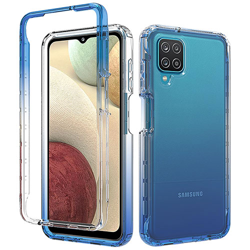 Ultra-thin Transparent Gel Gradient Soft Matte Finish Front and Back Case 360 Degrees Cover for Samsung Galaxy A12 5G Blue