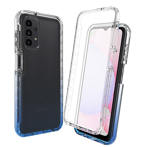 Ultra-thin Transparent Gel Gradient Soft Matte Finish Front and Back Case 360 Degrees Cover for Samsung Galaxy A13 4G Blue
