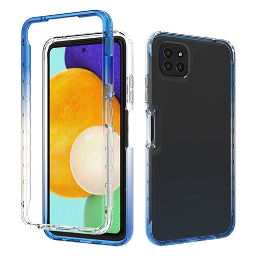 Ultra-thin Transparent Gel Gradient Soft Matte Finish Front and Back Case 360 Degrees Cover for Samsung Galaxy A22 5G Blue