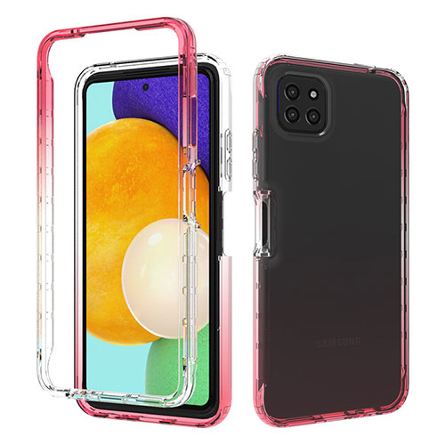 Ultra-thin Transparent Gel Gradient Soft Matte Finish Front and Back Case 360 Degrees Cover for Samsung Galaxy A22 5G Red